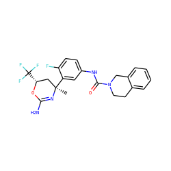 C[C@@]1(c2cc(NC(=O)N3CCc4ccccc4C3)ccc2F)C[C@@H](C(F)(F)F)OC(N)=N1 ZINC000223527835