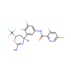 C[C@@]1(c2cc(NC(=O)c3ncc(Br)cc3F)cc(F)c2F)C[C@@H](C(F)(F)F)OC(N)=N1 ZINC000224460172