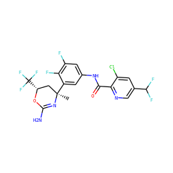 C[C@@]1(c2cc(NC(=O)c3ncc(C(F)F)cc3Cl)cc(F)c2F)C[C@@H](C(F)(F)F)OC(N)=N1 ZINC000223546083