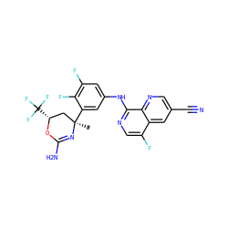 C[C@@]1(c2cc(Nc3ncc(F)c4cc(C#N)cnc34)cc(F)c2F)C[C@@H](C(F)(F)F)OC(N)=N1 ZINC000218674873