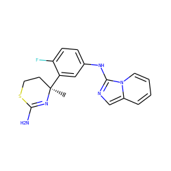 C[C@@]1(c2cc(Nc3ncc4ccccn34)ccc2F)CCSC(N)=N1 ZINC000147555313