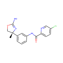C[C@@]1(c2cccc(NC(=O)c3ccc(Cl)cn3)c2)COC(N)=N1 ZINC000096929107