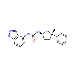 C[C@@]1(c2ccccc2)CC[C@@H](NC(=O)Nc2cccc3[nH]ncc23)C1 ZINC000149652270