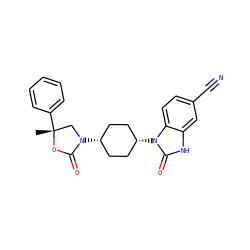 C[C@@]1(c2ccccc2)CN([C@H]2CC[C@@H](n3c(=O)[nH]c4cc(C#N)ccc43)CC2)C(=O)O1 ZINC001772616486
