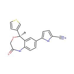 C[C@@]1(c2ccsc2)OCC(=O)Nc2ccc(-c3ccc(C#N)[nH]3)cc21 ZINC000038344953