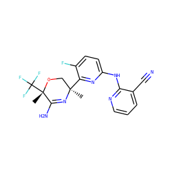 C[C@@]1(c2nc(Nc3ncccc3C#N)ccc2F)CO[C@@](C)(C(F)(F)F)C(N)=N1 ZINC000145373799
