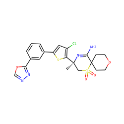 C[C@@]1(c2sc(-c3cccc(-c4nnco4)c3)cc2Cl)CS(=O)(=O)C2(CCOCC2)C(N)=N1 ZINC000217744056