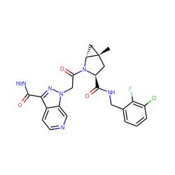 C[C@@]12C[C@@H](C(=O)NCc3cccc(Cl)c3F)N(C(=O)Cn3nc(C(N)=O)c4ccncc43)[C@@H]1C2 ZINC000143939573