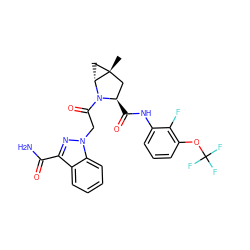 C[C@@]12C[C@@H](C(=O)Nc3cccc(OC(F)(F)F)c3F)N(C(=O)Cn3nc(C(N)=O)c4ccccc43)[C@@H]1C2 ZINC000143989310