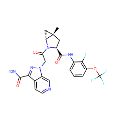 C[C@@]12C[C@@H](C(=O)Nc3cccc(OC(F)(F)F)c3F)N(C(=O)Cn3nc(C(N)=O)c4ccncc43)[C@@H]1C2 ZINC000143837641