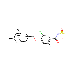 C[C@@]12CC3CC(COc4cc(F)c(C(=O)NS(C)(=O)=O)cc4Cl)(C1)C[C@](C)(C3)C2 ZINC000225201211