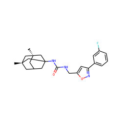 C[C@@]12CC3CC(NC(=O)NCc4cc(-c5cccc(F)c5)no4)(C1)C[C@](C)(C3)C2 ZINC000473153908