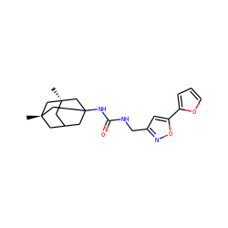 C[C@@]12CC3CC(NC(=O)NCc4cc(-c5ccco5)on4)(C1)C[C@](C)(C3)C2 ZINC000473154429