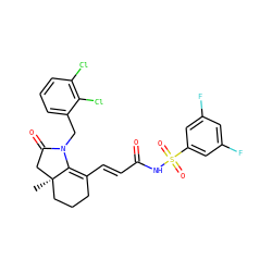 C[C@@]12CCCC(/C=C/C(=O)NS(=O)(=O)c3cc(F)cc(F)c3)=C1N(Cc1cccc(Cl)c1Cl)C(=O)C2 ZINC000044417549