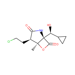 C[C@@]12OC(=O)[C@]1([C@@H](O)C1CC1)NC(=O)[C@@H]2CCCl ZINC000103239056