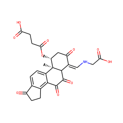 C[C@@]12c3ccc4c(c3C(=O)C(=O)C1/C(=C/NCC(=O)O)C(=O)C[C@H]2OC(=O)CCC(=O)O)CCC4=O ZINC000062178997