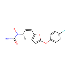 C[C@@H](/C=C\c1ccc(Oc2ccc(F)cc2)o1)N(O)C(N)=O ZINC000027548764