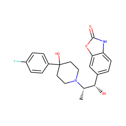 C[C@@H]([C@@H](O)c1ccc2[nH]c(=O)oc2c1)N1CCC(O)(c2ccc(F)cc2)CC1 ZINC000028952060