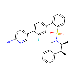 C[C@@H]([C@@H](O)c1ccccc1)N(C)S(=O)(=O)c1ccccc1-c1ccc(-c2ccc(N)nc2)c(F)c1 ZINC000224781101