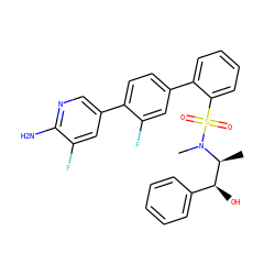 C[C@@H]([C@@H](O)c1ccccc1)N(C)S(=O)(=O)c1ccccc1-c1ccc(-c2cnc(N)c(F)c2)c(F)c1 ZINC000224752569