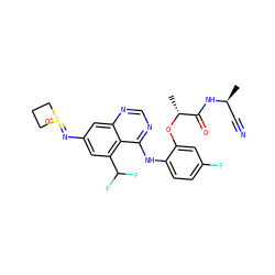 C[C@@H](C#N)NC(=O)[C@@H](C)Oc1cc(F)ccc1Nc1ncnc2cc(N=S3(=O)CCC3)cc(C(F)F)c12 ZINC001772631389