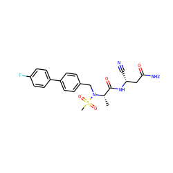 C[C@@H](C(=O)N[C@H](C#N)CC(N)=O)N(Cc1ccc(-c2ccc(F)cc2)cc1)S(C)(=O)=O ZINC000653785912