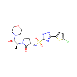 C[C@@H](C(=O)N1CCOCC1)N1CC[C@H](NS(=O)(=O)c2n[nH]c(-c3ccc(Cl)s3)n2)C1=O ZINC000016052224