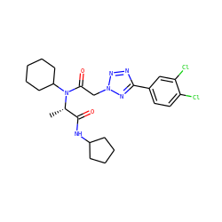 C[C@@H](C(=O)NC1CCCC1)N(C(=O)Cn1nnc(-c2ccc(Cl)c(Cl)c2)n1)C1CCCCC1 ZINC000095755307