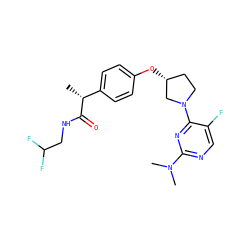 C[C@@H](C(=O)NCC(F)F)c1ccc(O[C@@H]2CCN(c3nc(N(C)C)ncc3F)C2)cc1 ZINC001772638717