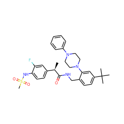 C[C@@H](C(=O)NCc1ccc(C(C)(C)C)cc1N1CCN(c2ccccc2)CC1)c1ccc(NS(C)(=O)=O)c(F)c1 ZINC001772602692