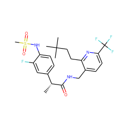 C[C@@H](C(=O)NCc1ccc(C(F)(F)F)nc1CCC(C)(C)C)c1ccc(NS(C)(=O)=O)c(F)c1 ZINC000146432734