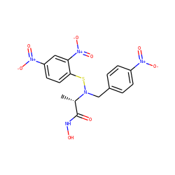 C[C@@H](C(=O)NO)N(Cc1ccc([N+](=O)[O-])cc1)Sc1ccc([N+](=O)[O-])cc1[N+](=O)[O-] ZINC000036177263