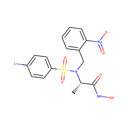 C[C@@H](C(=O)NO)N(Cc1ccccc1[N+](=O)[O-])S(=O)(=O)c1ccc(I)cc1 ZINC000013863157