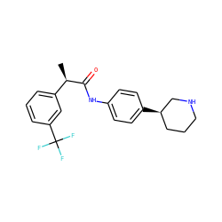C[C@@H](C(=O)Nc1ccc([C@@H]2CCCNC2)cc1)c1cccc(C(F)(F)F)c1 ZINC000117724643
