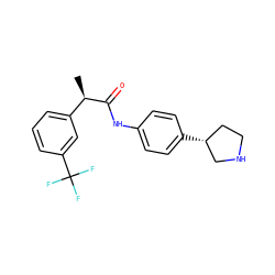 C[C@@H](C(=O)Nc1ccc([C@@H]2CCNC2)cc1)c1cccc(C(F)(F)F)c1 ZINC000117736355