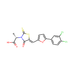 C[C@@H](C(=O)O)N1C(=O)/C(=C/c2ccc(-c3ccc(Cl)c(Cl)c3)o2)SC1=S ZINC000001777110