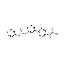 C[C@@H](C(=O)O)c1ccc(-c2cccc(OC(=O)Nc3ccccc3)c2)c(F)c1 ZINC000143779871