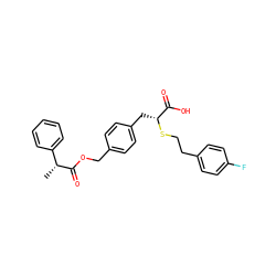 C[C@@H](C(=O)OCc1ccc(C[C@@H](SCCc2ccc(F)cc2)C(=O)O)cc1)c1ccccc1 ZINC000114960145