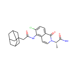 C[C@@H](C(N)=O)n1ccc2c(NC(=O)CC34CC5CC(CC(C5)C3)C4)c(Cl)ccc2c1=O ZINC000043075034