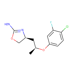 C[C@@H](C[C@H]1COC(N)=N1)Oc1ccc(Cl)c(F)c1 ZINC000117255528