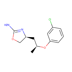 C[C@@H](C[C@H]1COC(N)=N1)Oc1cccc(Cl)c1 ZINC000117255573