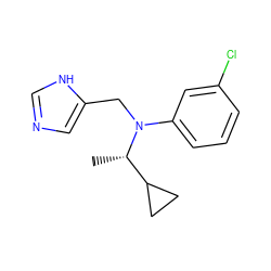 C[C@@H](C1CC1)N(Cc1cnc[nH]1)c1cccc(Cl)c1 ZINC000096177489