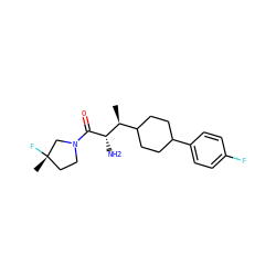 C[C@@H](C1CCC(c2ccc(F)cc2)CC1)[C@H](N)C(=O)N1CC[C@](C)(F)C1 ZINC000028824471
