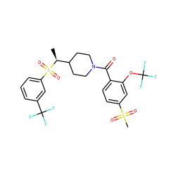 C[C@@H](C1CCN(C(=O)c2ccc(S(C)(=O)=O)cc2OC(F)(F)F)CC1)S(=O)(=O)c1cccc(C(F)(F)F)c1 ZINC000103251131