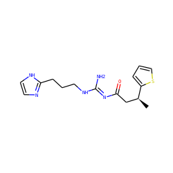 C[C@@H](CC(=O)/N=C(\N)NCCCc1ncc[nH]1)c1cccs1 ZINC000169327539