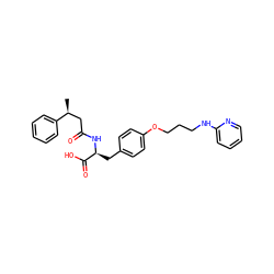 C[C@@H](CC(=O)N[C@@H](Cc1ccc(OCCCNc2ccccn2)cc1)C(=O)O)c1ccccc1 ZINC001772630614