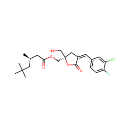 C[C@@H](CC(=O)OC[C@]1(CO)C/C(=C/c2ccc(F)c(Cl)c2)C(=O)O1)CC(C)(C)C ZINC000040866299