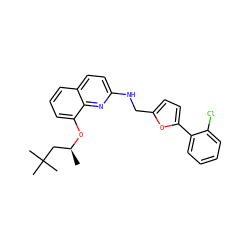 C[C@@H](CC(C)(C)C)Oc1cccc2ccc(NCc3ccc(-c4ccccc4Cl)o3)nc12 ZINC000028381552