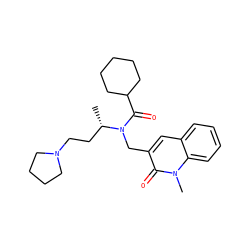 C[C@@H](CCN1CCCC1)N(Cc1cc2ccccc2n(C)c1=O)C(=O)C1CCCCC1 ZINC000058506226