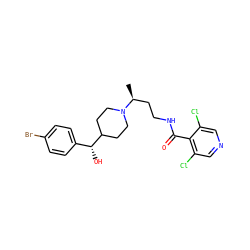 C[C@@H](CCNC(=O)c1c(Cl)cncc1Cl)N1CCC([C@H](O)c2ccc(Br)cc2)CC1 ZINC000071330885
